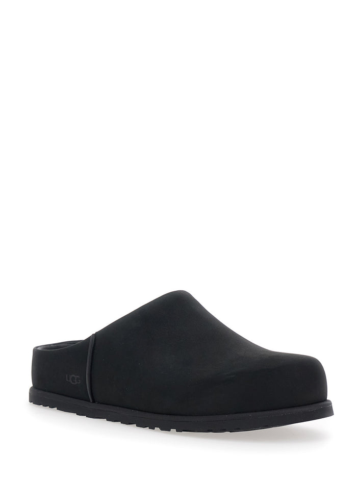M OTZO CLOG - Black Mule with Leather Upper Men Flat Shoes