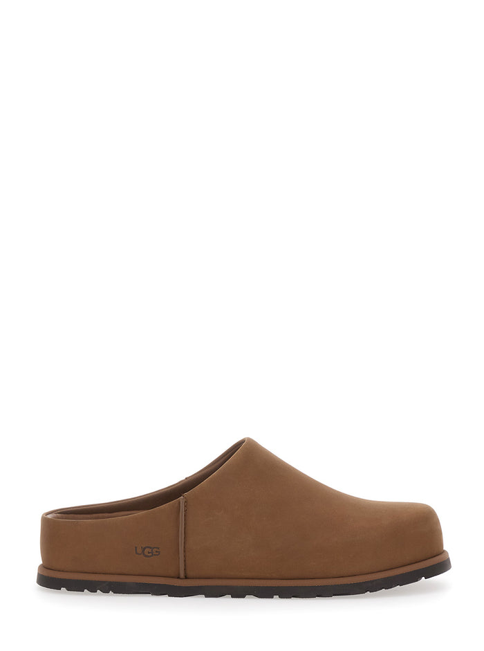 M Otzo Clog Brown Leather Mule For Men Flat Shoes