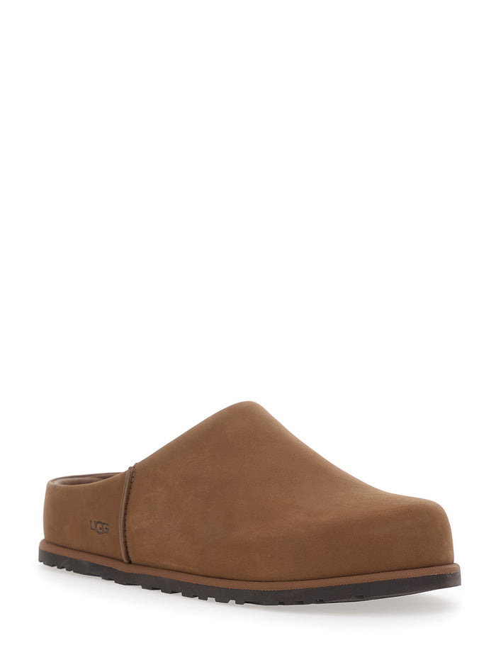 M Otzo Clog Brown Leather Mule For Men Flat Shoes