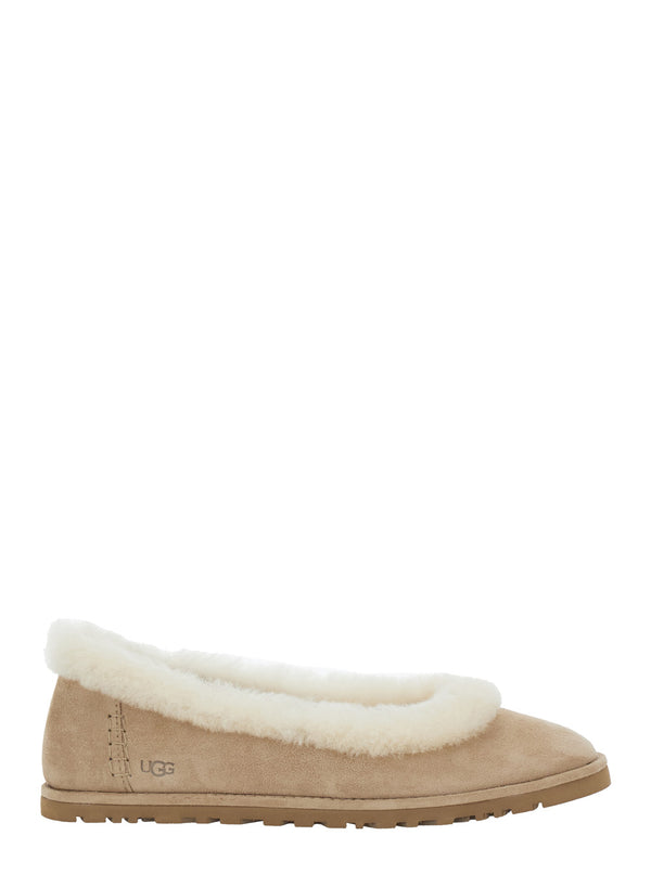 Ballet Shoes Zora Beige Suede Leather Ballerina