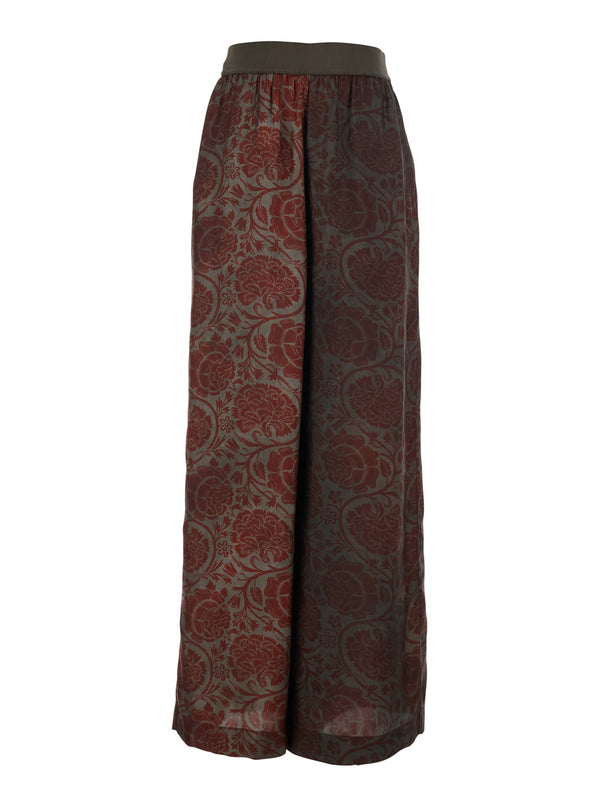 Pants Pansy Red Cupro-Blend Viscose Trousers
