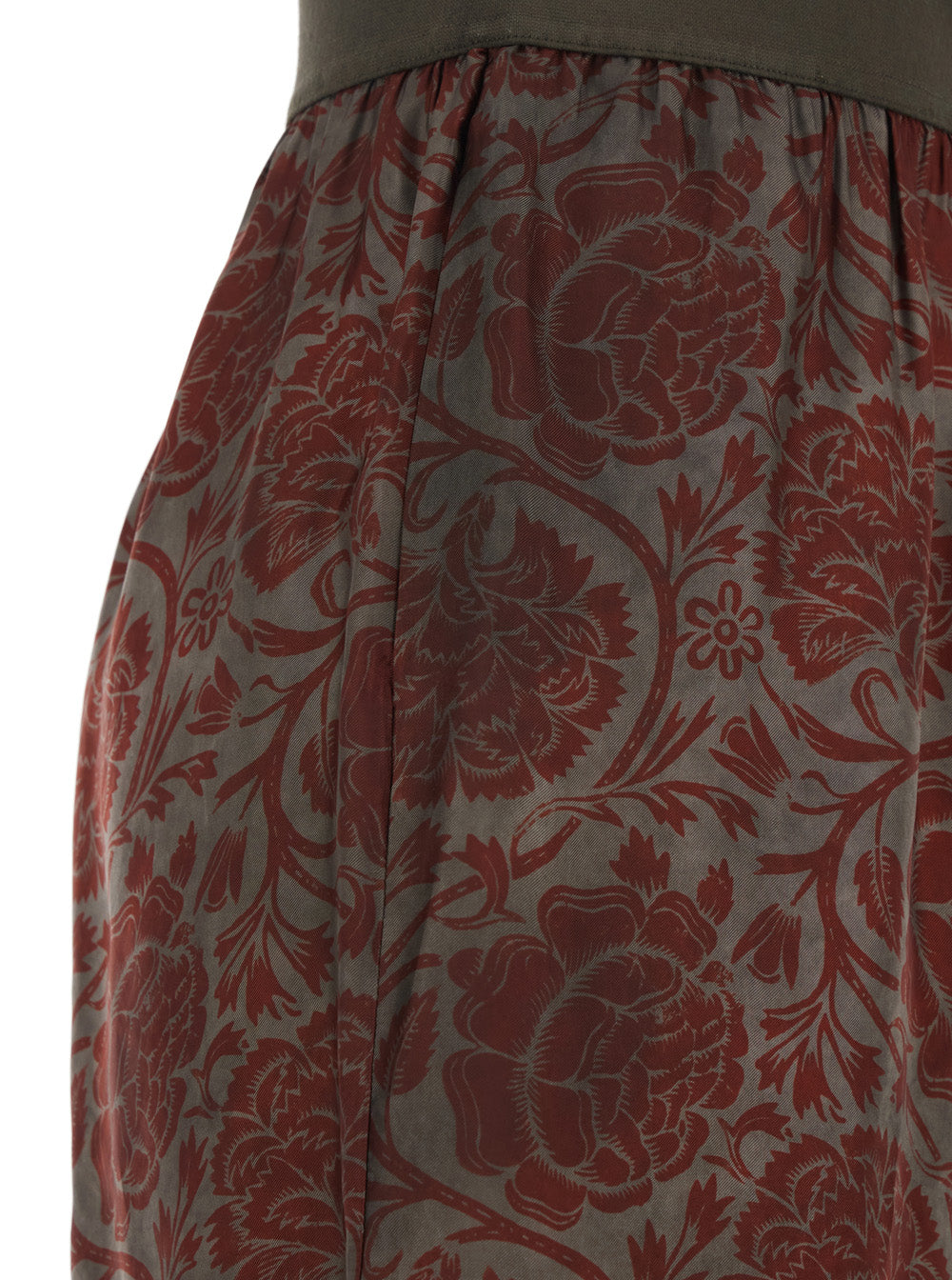 Pansy Pants with Elastic Waist and All-Over Print in Cupro Viscose Blend Red Women Trousers