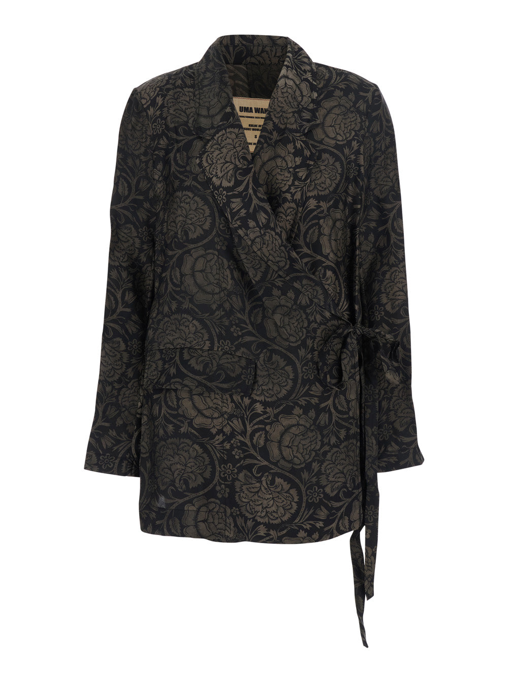 Jacket with Notched Revers and All-Over Motif in Cupro Viscose Blend Black Women Blazers