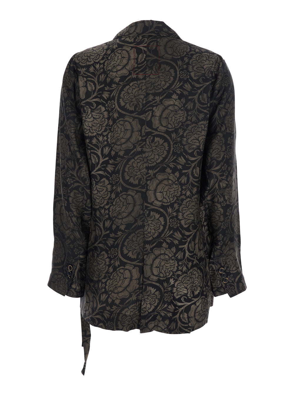 Jacket with Notched Revers and All-Over Motif in Cupro Viscose Blend Black Women Blazers