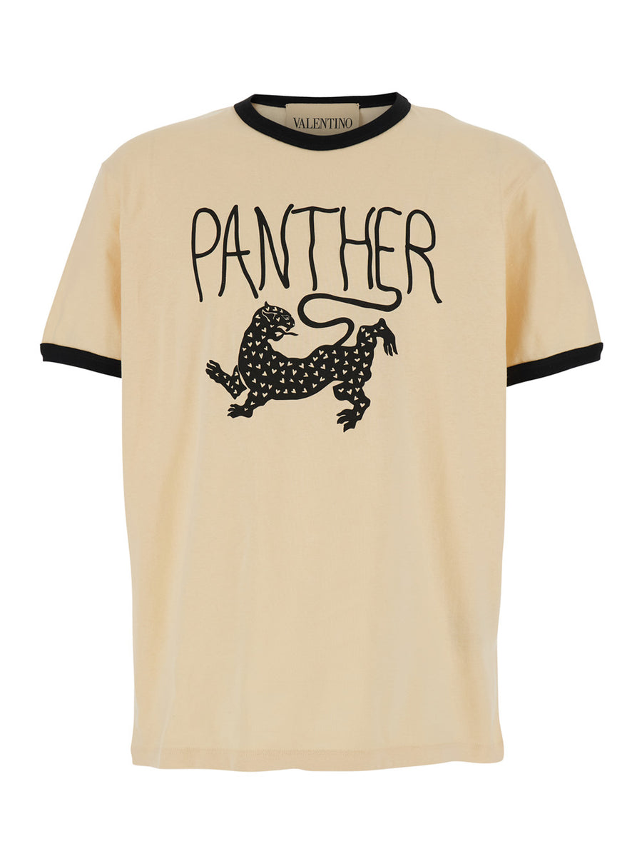 Crew Neck T-Shirt Beige Cotton T-shirts