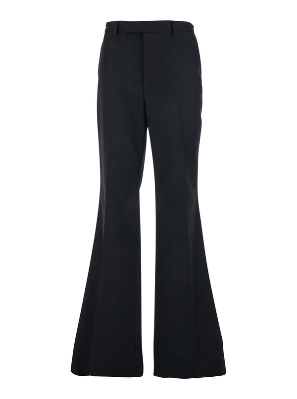 Pants, Nylon-Wool Gabardine, Black Polyester Trousers