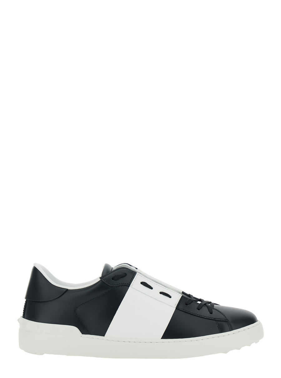 Low Top Sneakers Open White-Black Leather White/black Calf Trainers