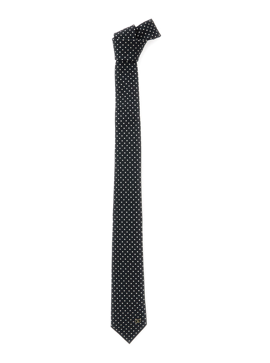 Silk Tie Vlogo Black Ties & Bow