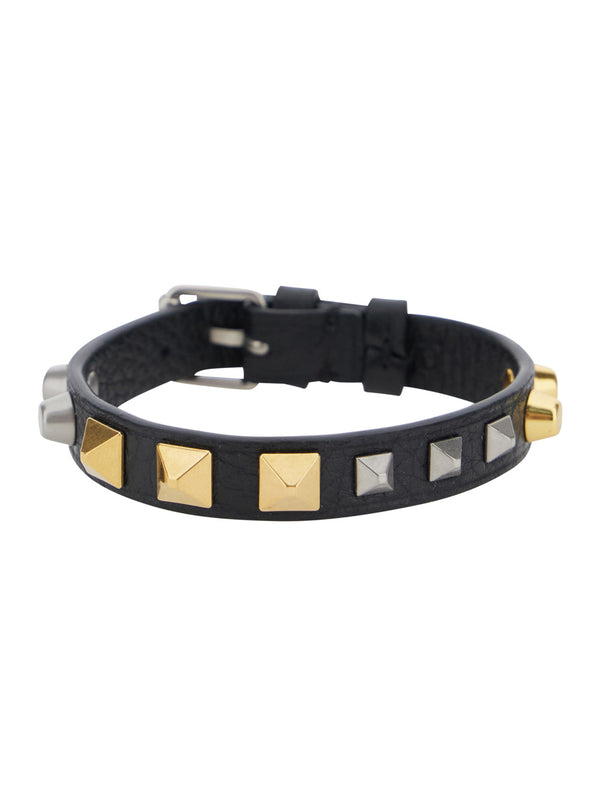 Bracelet With Rockstuds Black Leather Bracelets