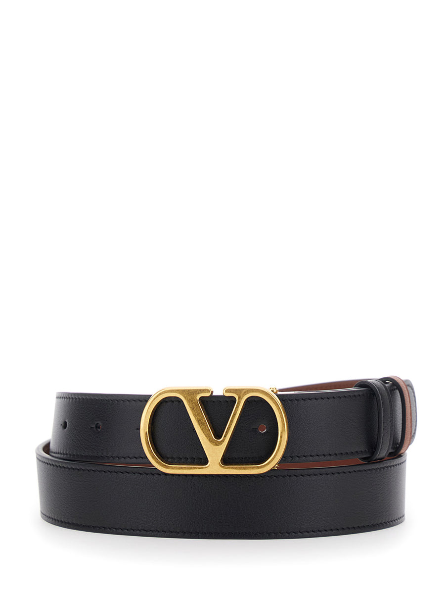 Leather Belt Reversible Black Calfskin