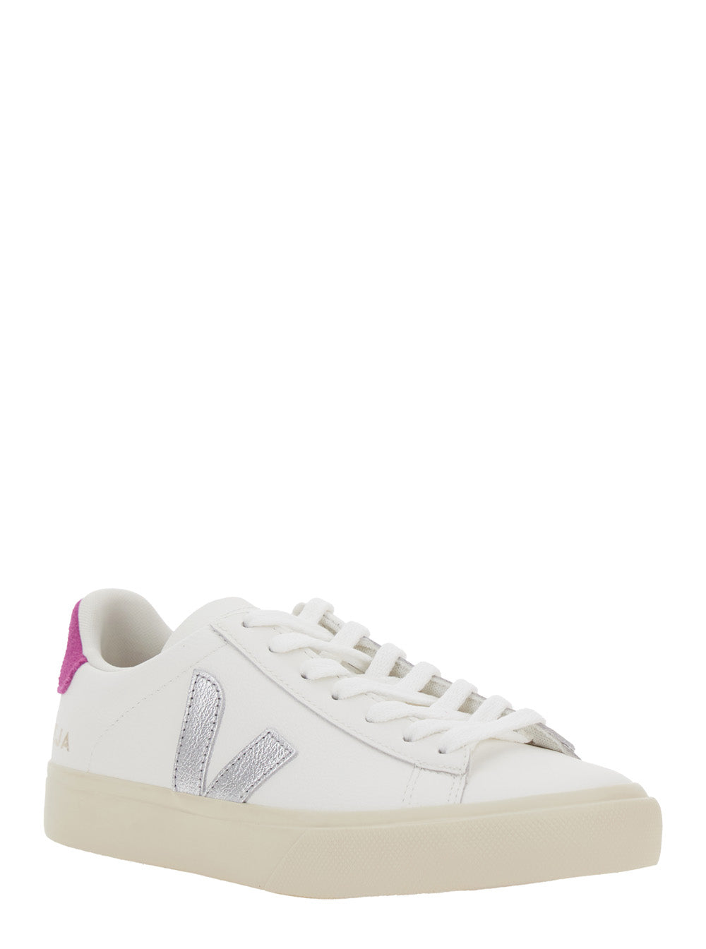 Sneaker Campo with Contrast Heel Lettering Logo and Patch on the Side in White Leather Unisex Organic Traced