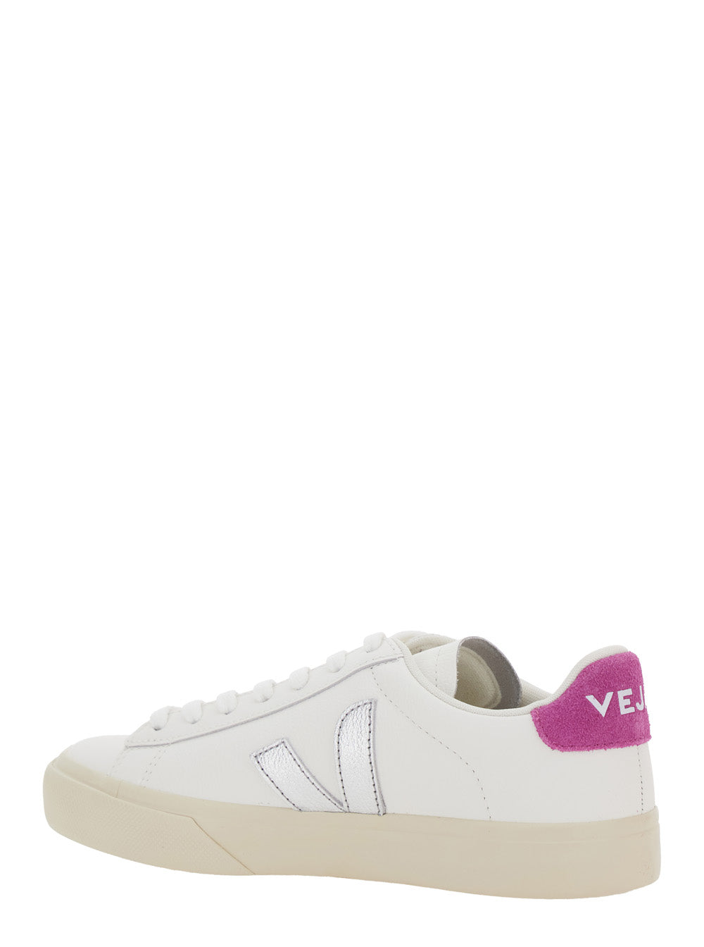 Sneaker Campo with Contrast Heel Lettering Logo and Patch on the Side in White Leather Unisex Organic Traced