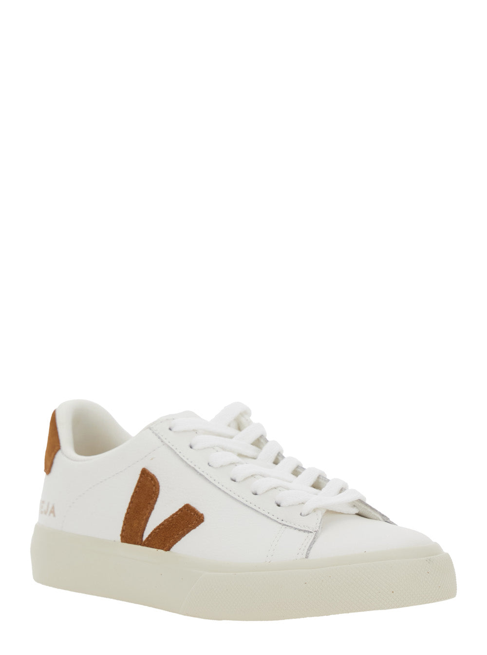 Sneaker Campo with Contrast Heel Lettering Logo and Patch on the Side in White Leather Unisex Organic Traced