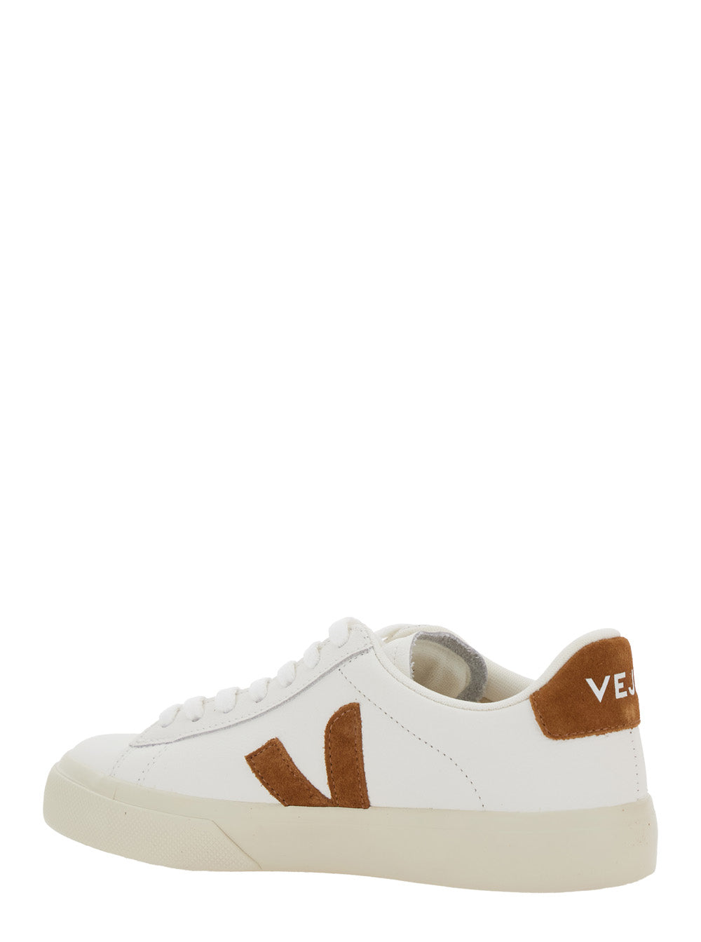 Sneaker Campo with Contrast Heel Lettering Logo and Patch on the Side in White Leather Unisex Organic Traced