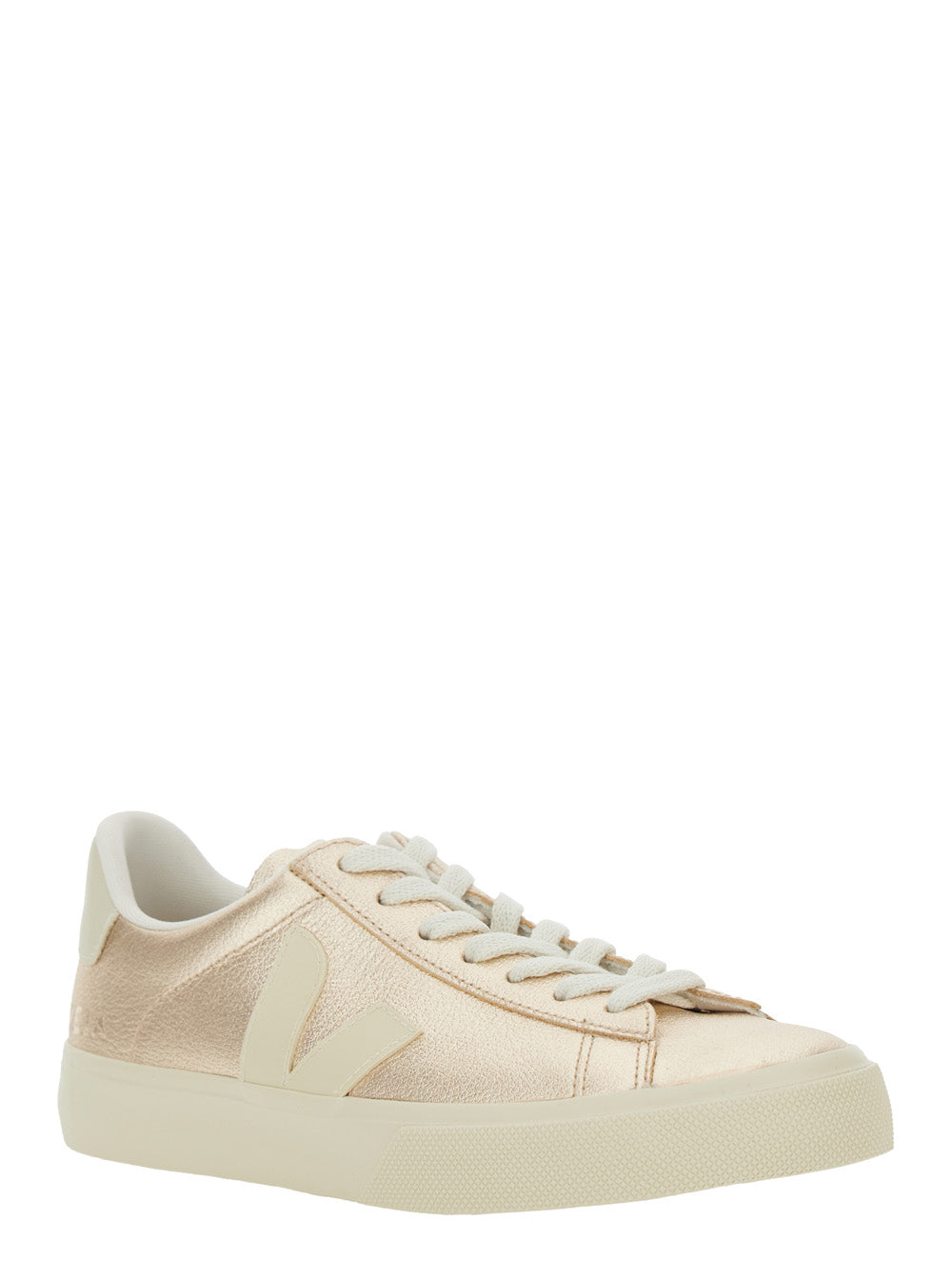 Sneaker Campo with Contrast Heel Lettering Logo and Patch on the Side in Metallic Leather Unisex Organic Traced