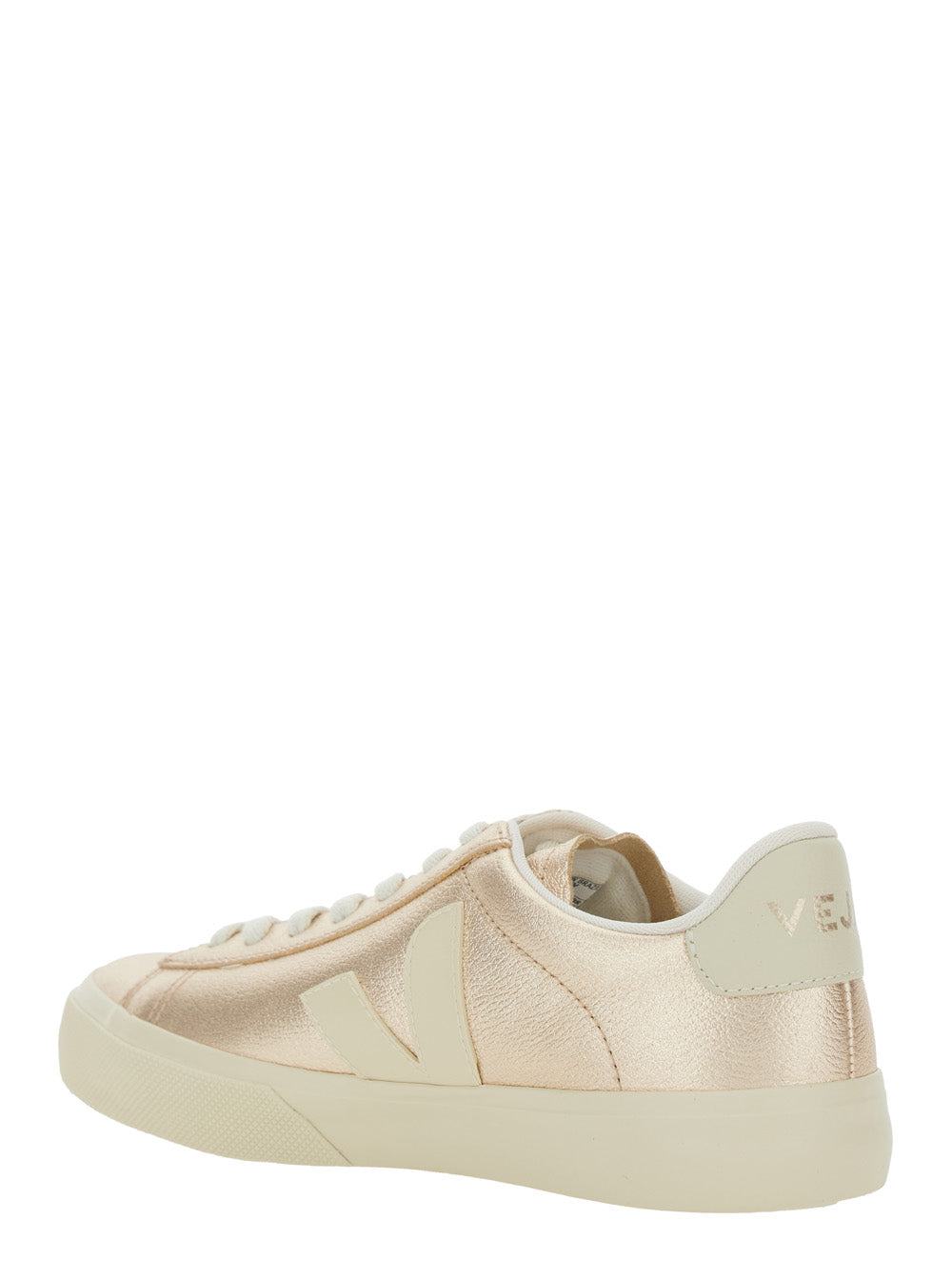 Sneaker Campo with Contrast Heel Lettering Logo and Patch on the Side in Metallic Leather Unisex Organic Traced