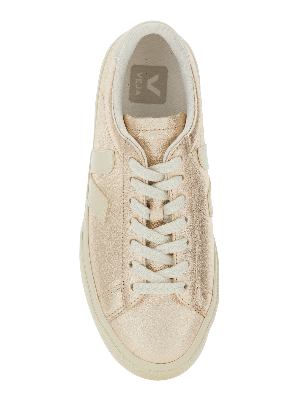 Sneaker Campo with Contrast Heel Lettering Logo and Patch on the Side in Metallic Leather Unisex Organic Traced
