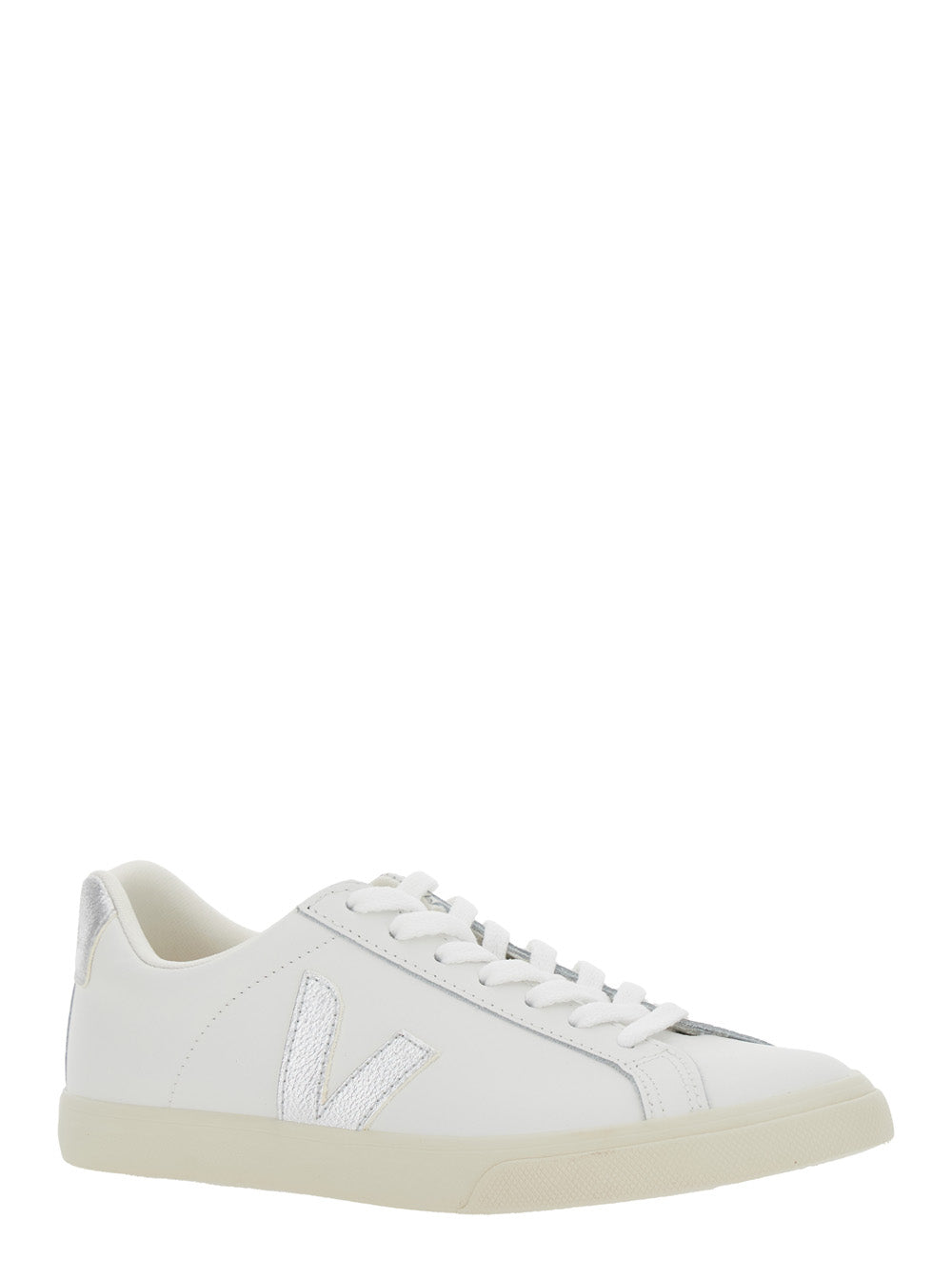 Sneaker Esplar with Contrasting Side Logo in White Leather for Women
