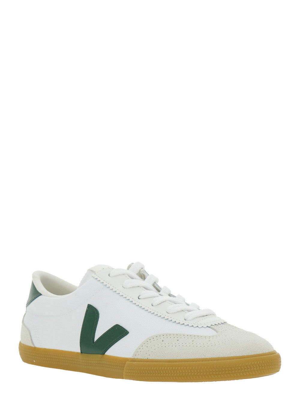 Sneaker Volley Low Top with Logo Patch on the Side and Lettering Back in White Fabric Unisex Canvas