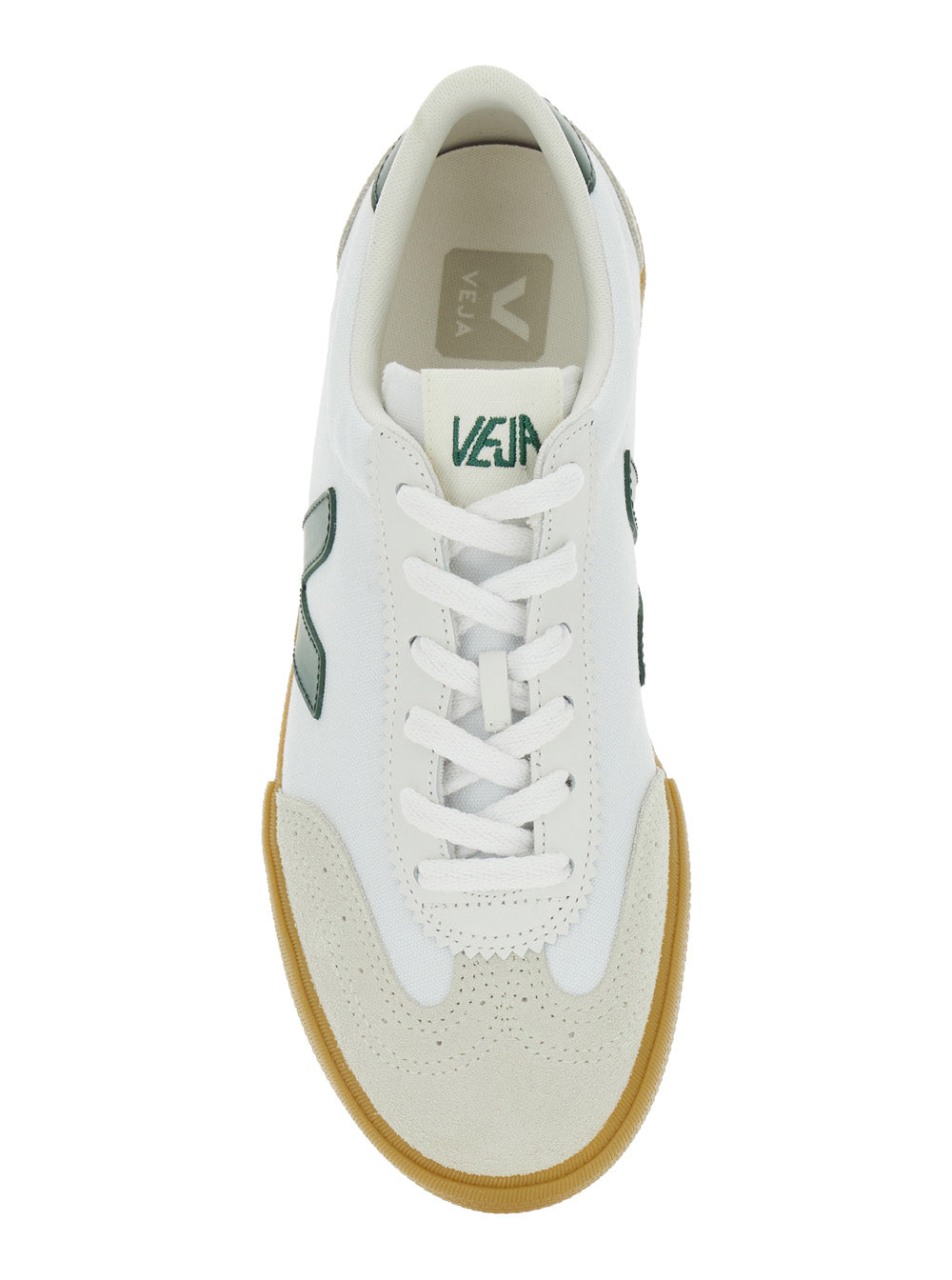 Sneaker Volley Low Top with Logo Patch on the Side and Lettering Back in White Fabric Unisex Canvas