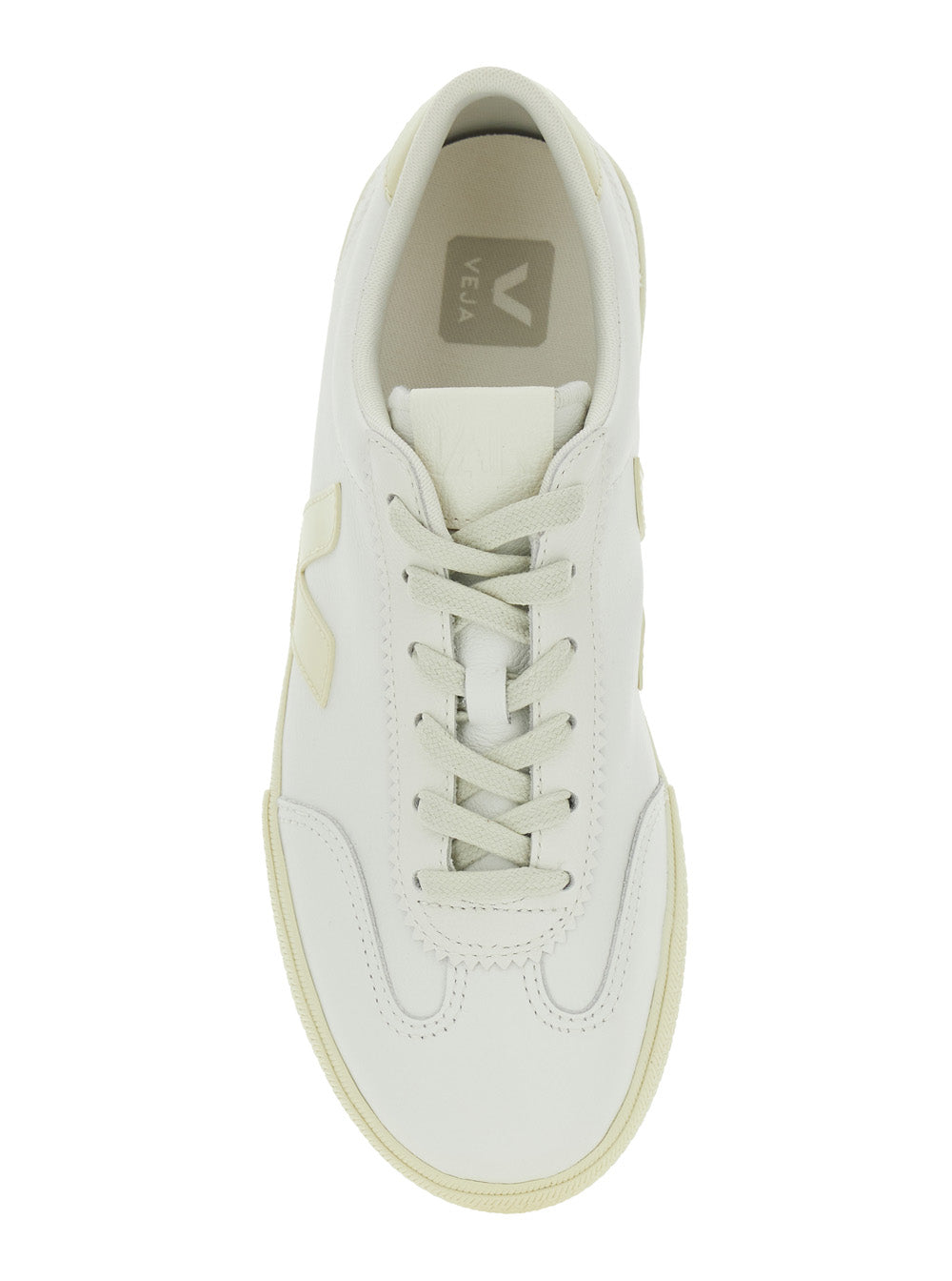 Sneaker Volley Low Top with Logo Patch on the Side and Lettering Back in White Unisex Leather Organic Traced