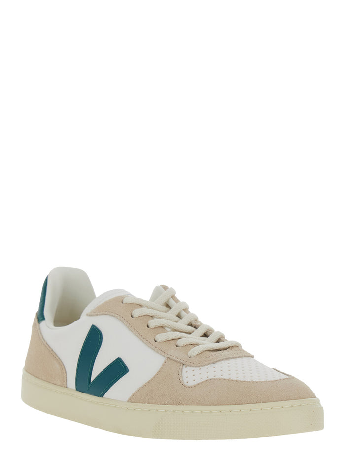 Sneakers SMALL V-10 White with leather detail for Women Organic Traced