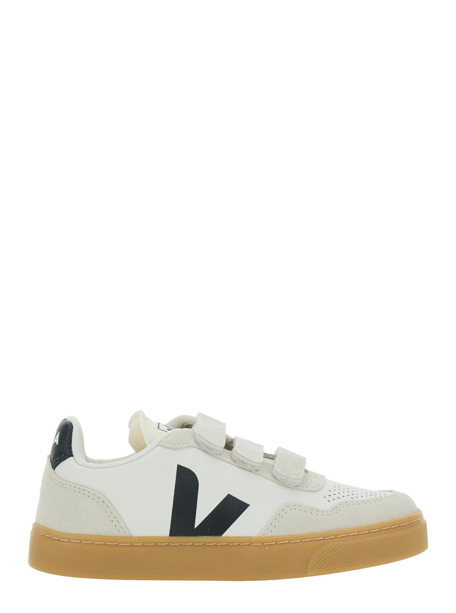 Low Top Sneakers V-90 White Leather Organic Traced Trainers