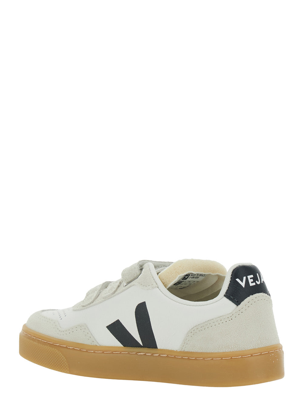 Sneaker V-90 Low Top with Logo Patch on the Side and Contrast Heel Leather Lettering for Kids White Organic Traced