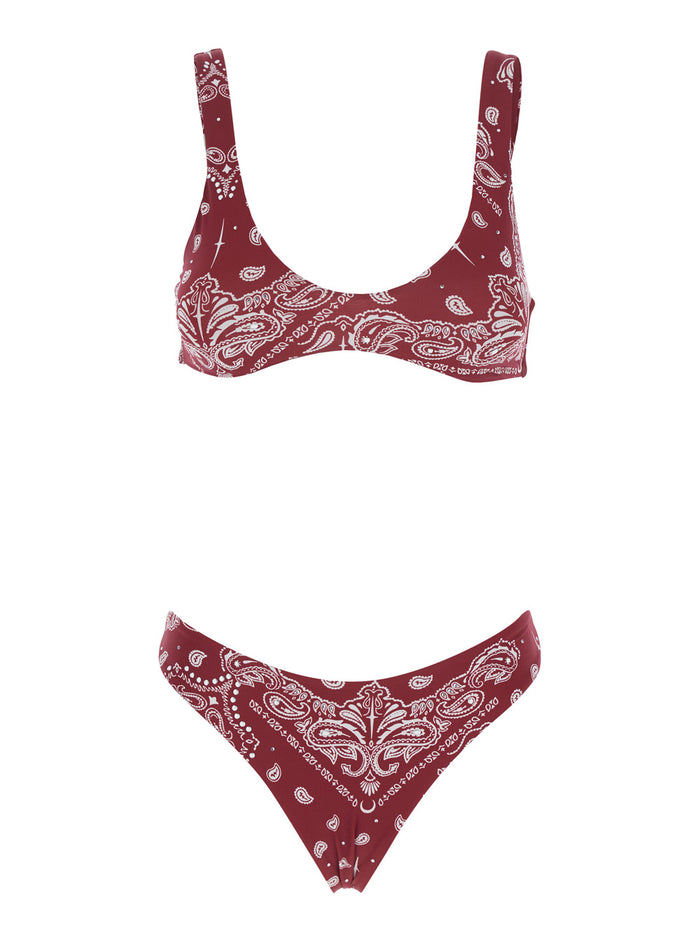 Multicolor High Cut Bikini with Brazilian Bottoms and All-Over Print in Tech Fabric Stretch Woman Polyamid Elastam Beachwear