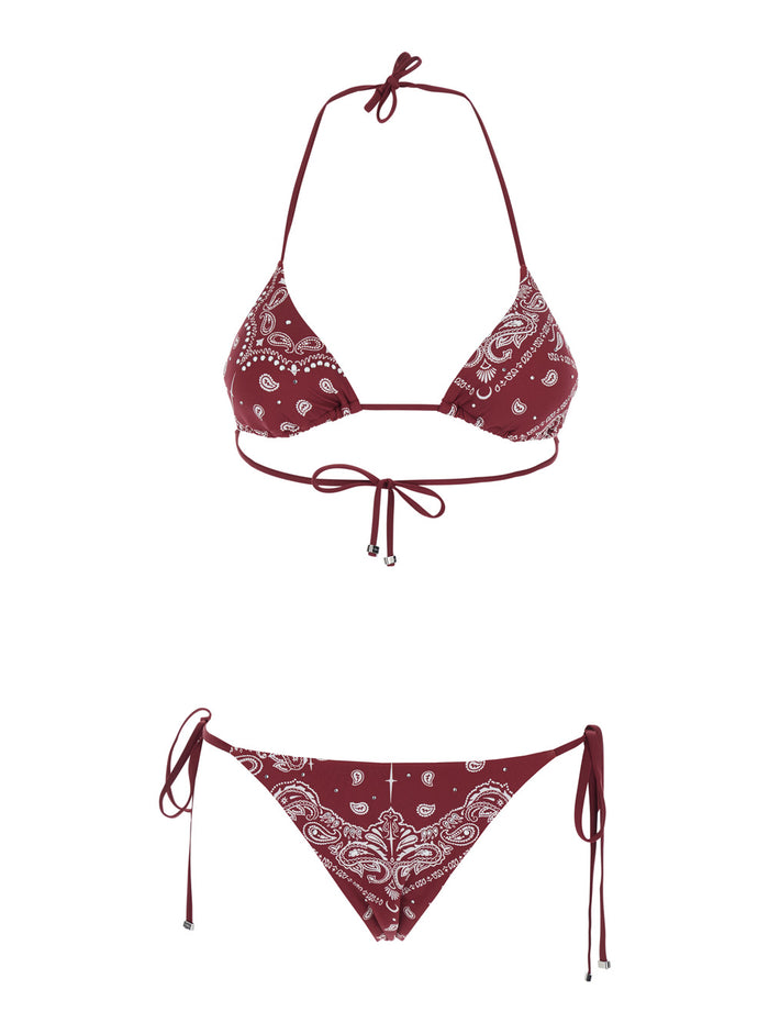 Multicolor Bikini with Adjustable Closure and All-Over Print in Tech Fabric for Women Beachwear