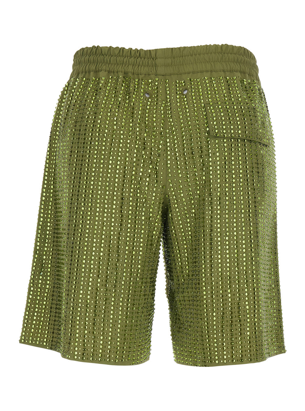 Green Shorts Swimsuit with Elastic Waist and Drawstring in Tech Fabric for Women Polyamide Bermuda