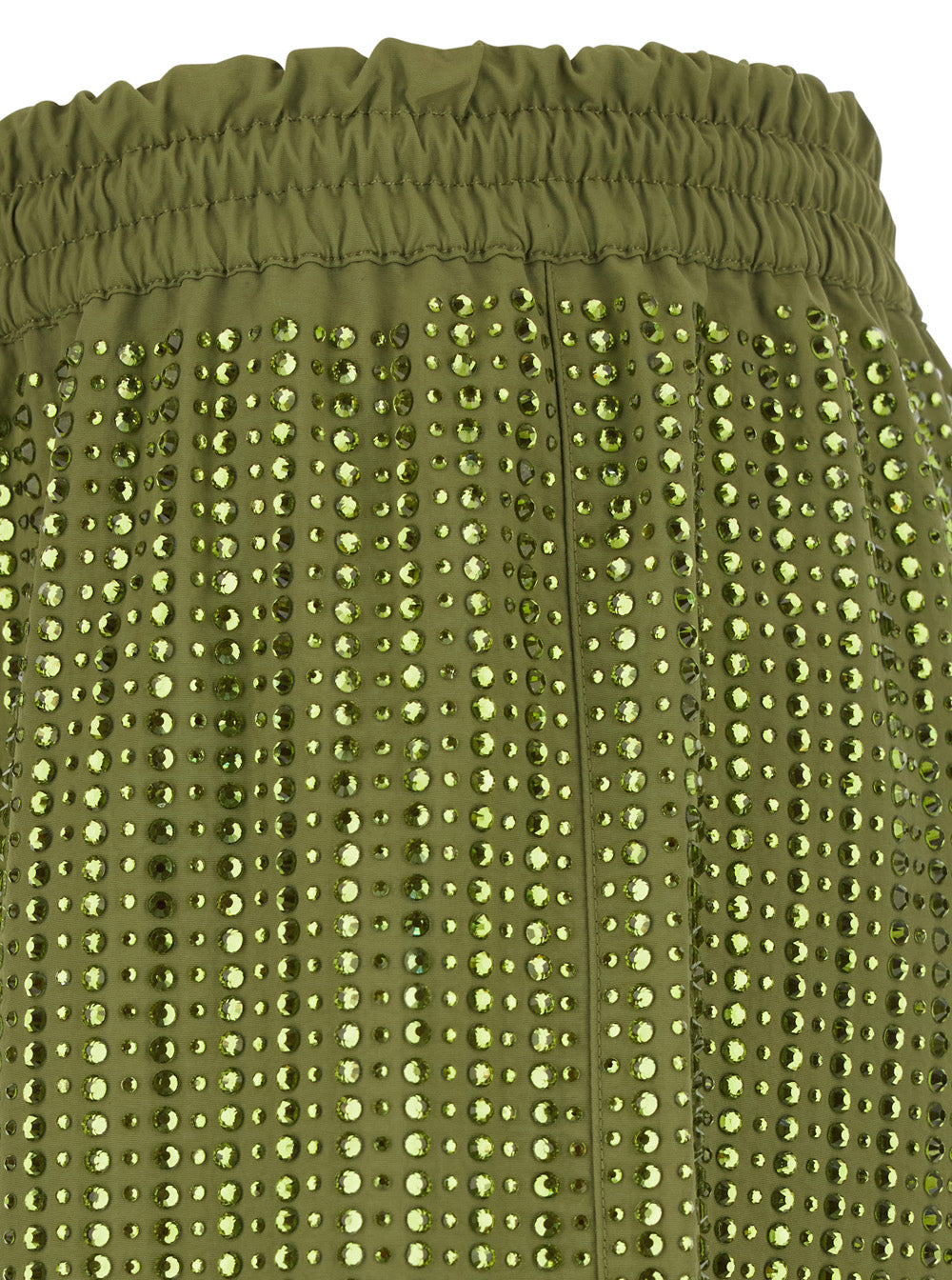 Green Shorts Swimsuit with Elastic Waist and Drawstring in Tech Fabric for Women Polyamide Bermuda
