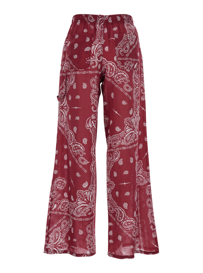 Multicolor Wide Leg Pants With All-Over Print For Women Trousers