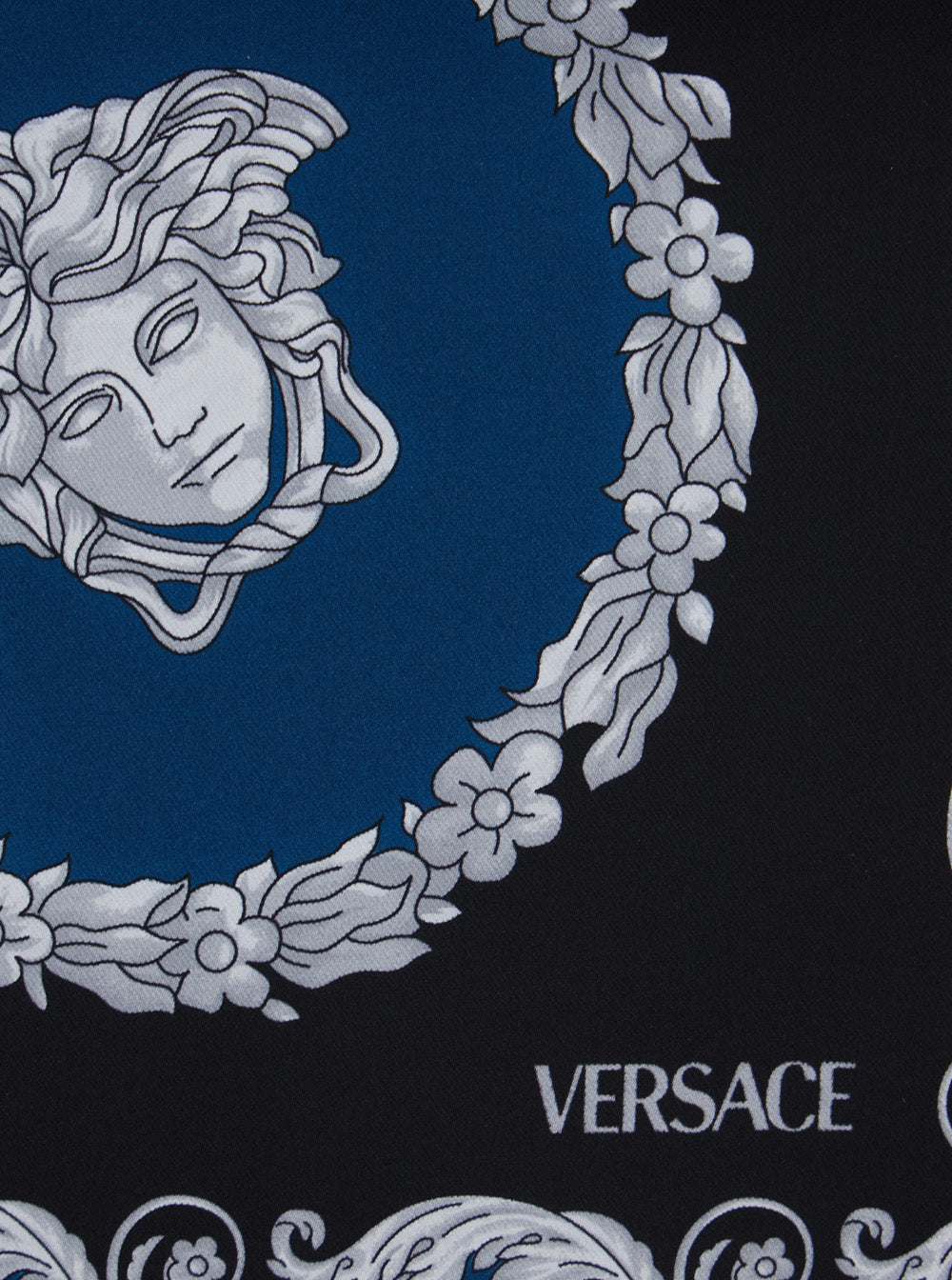 Blue Scarf with All-Over Baroque motif In Silk for Men Blu Scarfs And Foulards