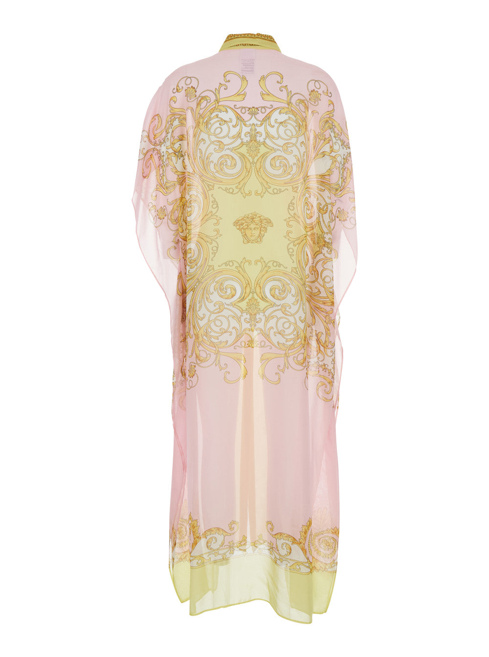 Multicolor Caftan With Button Closure And All-Over Geometric Print Tech Fabric For Women Polyester Beachwear