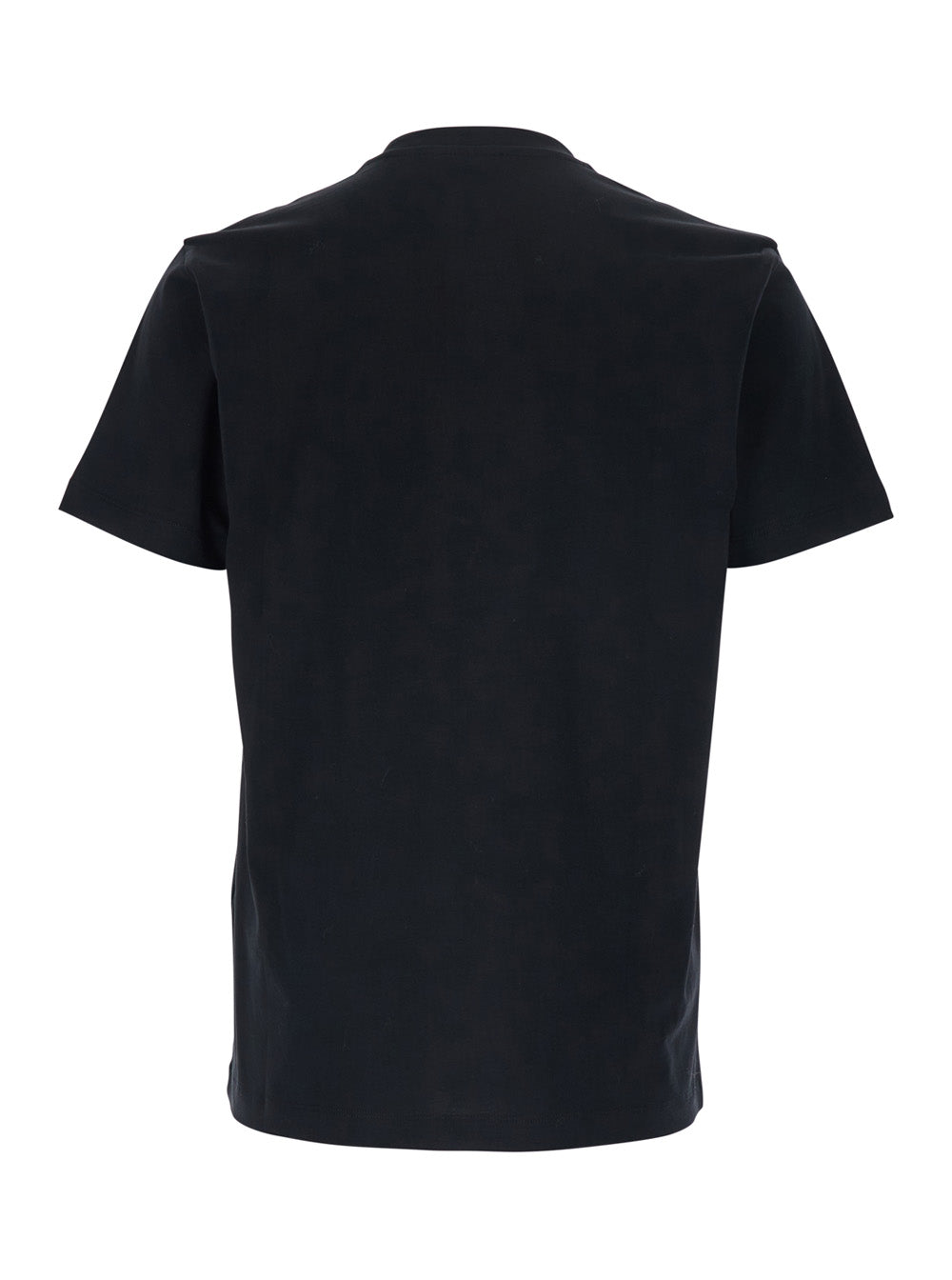 Black T-Shirt with Logo Lettering on the Front in Cotton for Men Tshirts And Polo Shirts