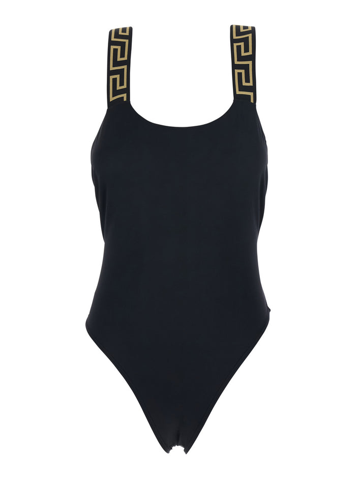 One-Piece Swimsuit Greca with Black Stretch Fabric Detail for Women Nylon Elastane Beachwear