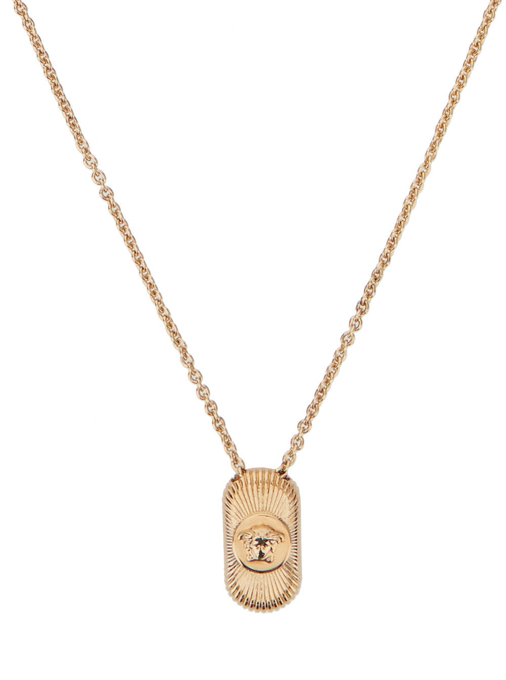 Gold-Colored Necklace with Medusa Head Pendant in Brass for Men Metallic Necklaces