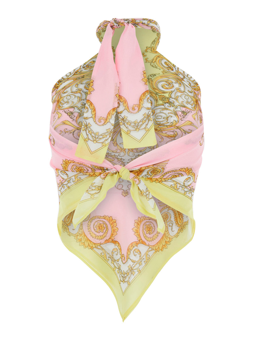 Multicolor Top with Halterneck and All-Over Print in Tech Fabric for Women Polyester Tops