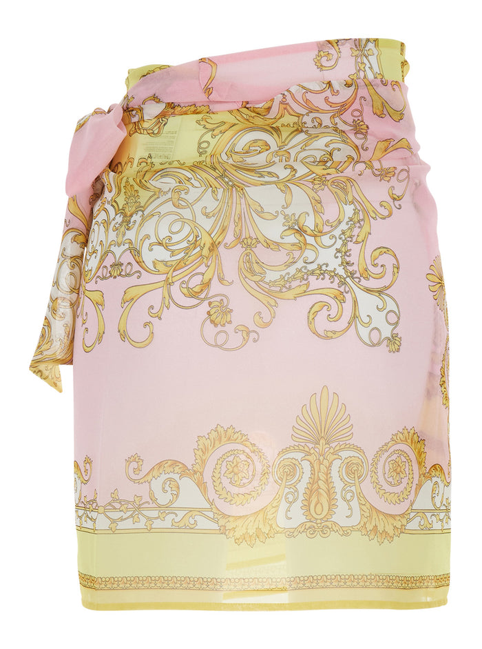 Miniskirt Versace with all-over print in multicolor tech fabric for women Polyester Skirt