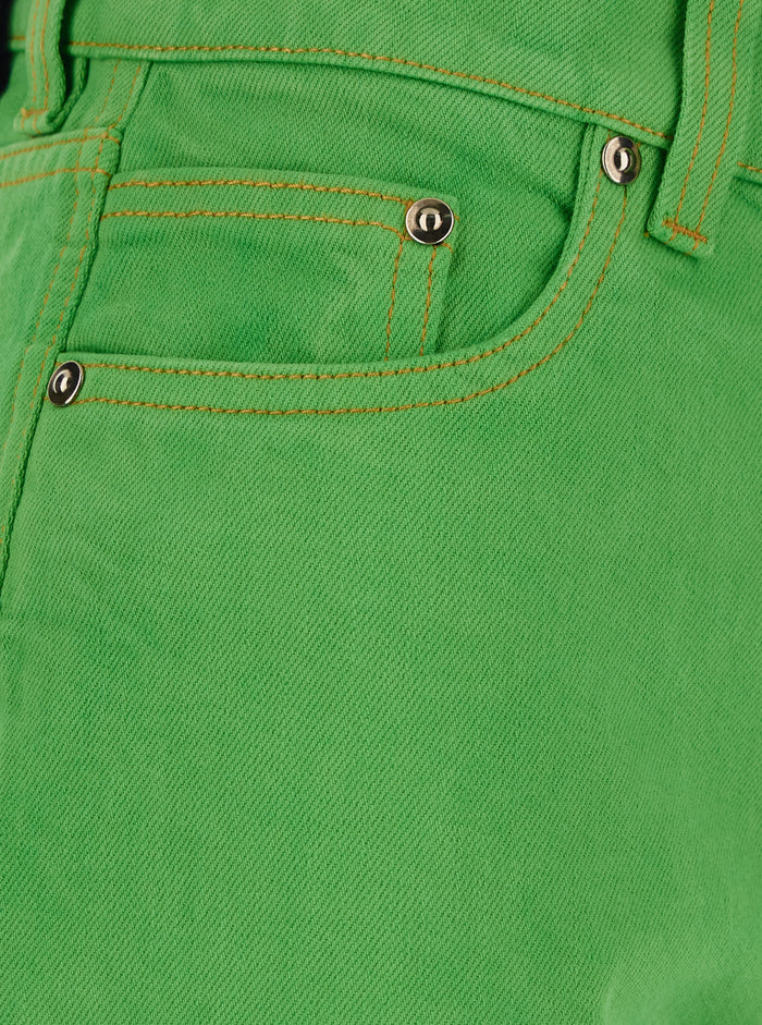 Capri Green Five-Pocket Jeans With Medusa Patch On The Back Cotton For Women