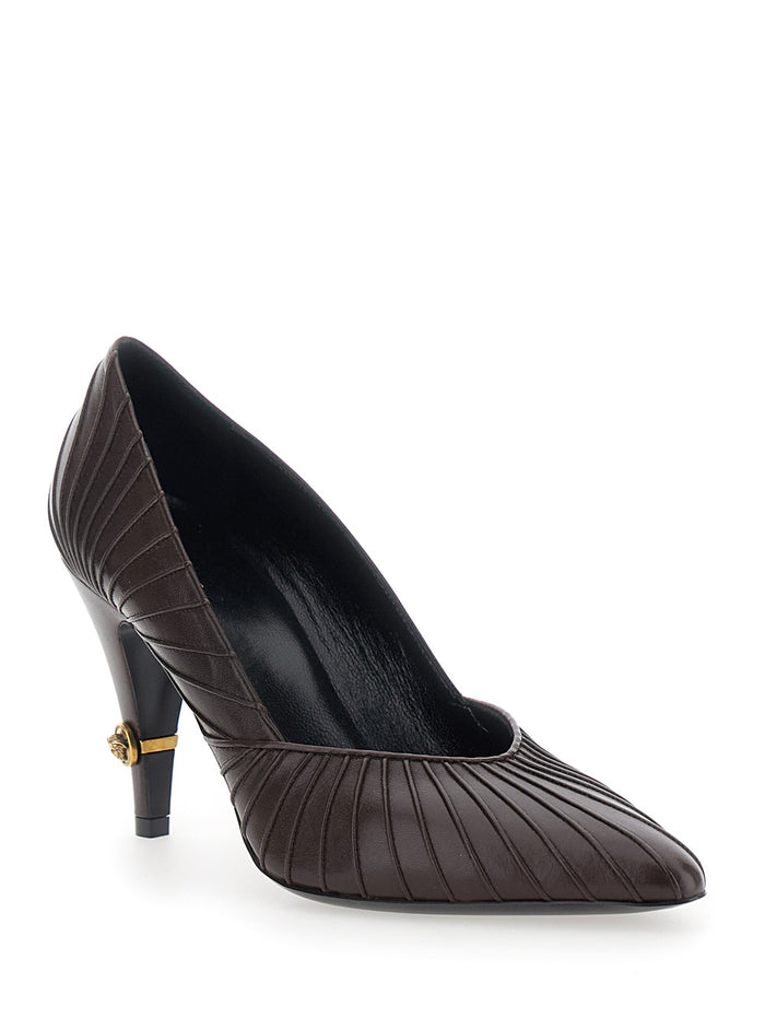 GIANNI PUMP LEATHER Brown Pumps for Women Goat Heels