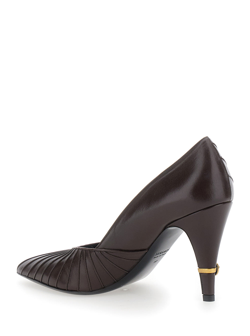 GIANNI PUMP LEATHER Brown Pumps for Women Goat Heels