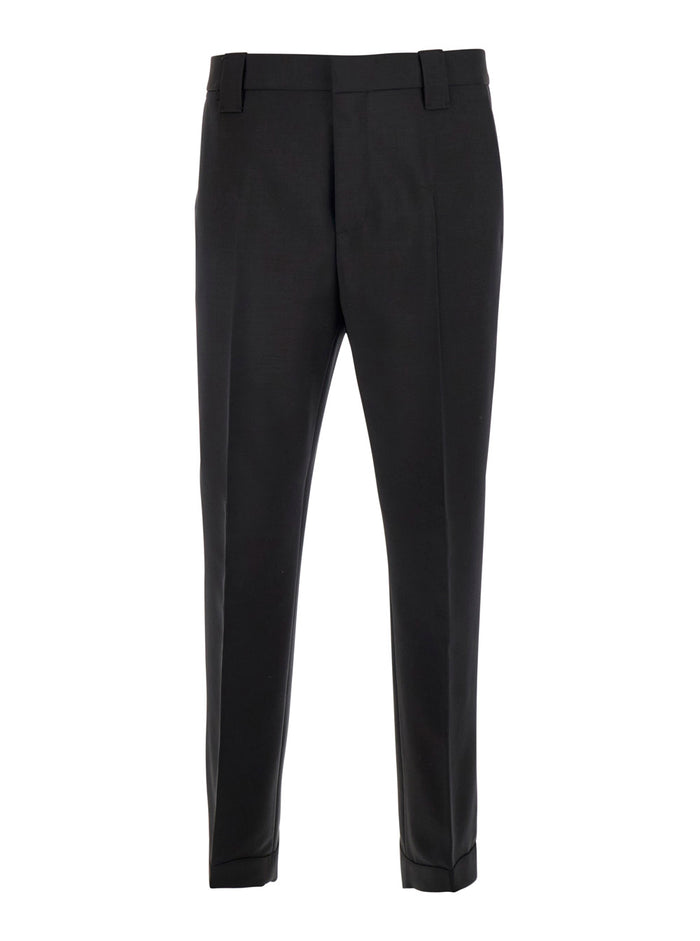 LOOK 20 DOUBLE PLEAT WOOL PANTS Brown Mohair Trousers