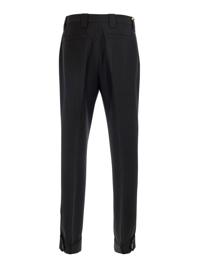 LOOK 20 DOUBLE PLEAT WOOL PANTS Brown Mohair Trousers
