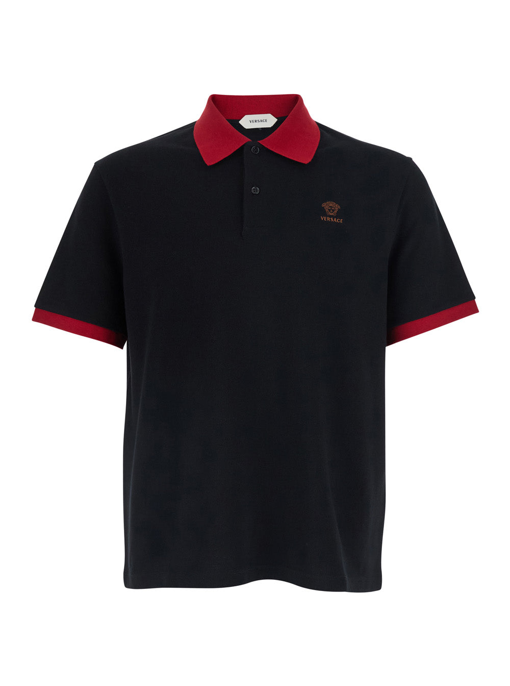 T-Shirt PIQUET Black with Round Neck and Short Sleeves for Men Cotton Tshirts Polo Shirts