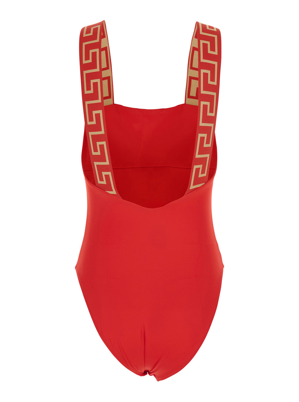 One-Piece Swimsuit Greca with Red Stretch Fabric Detail for Women Nylon Elastane Beachwear