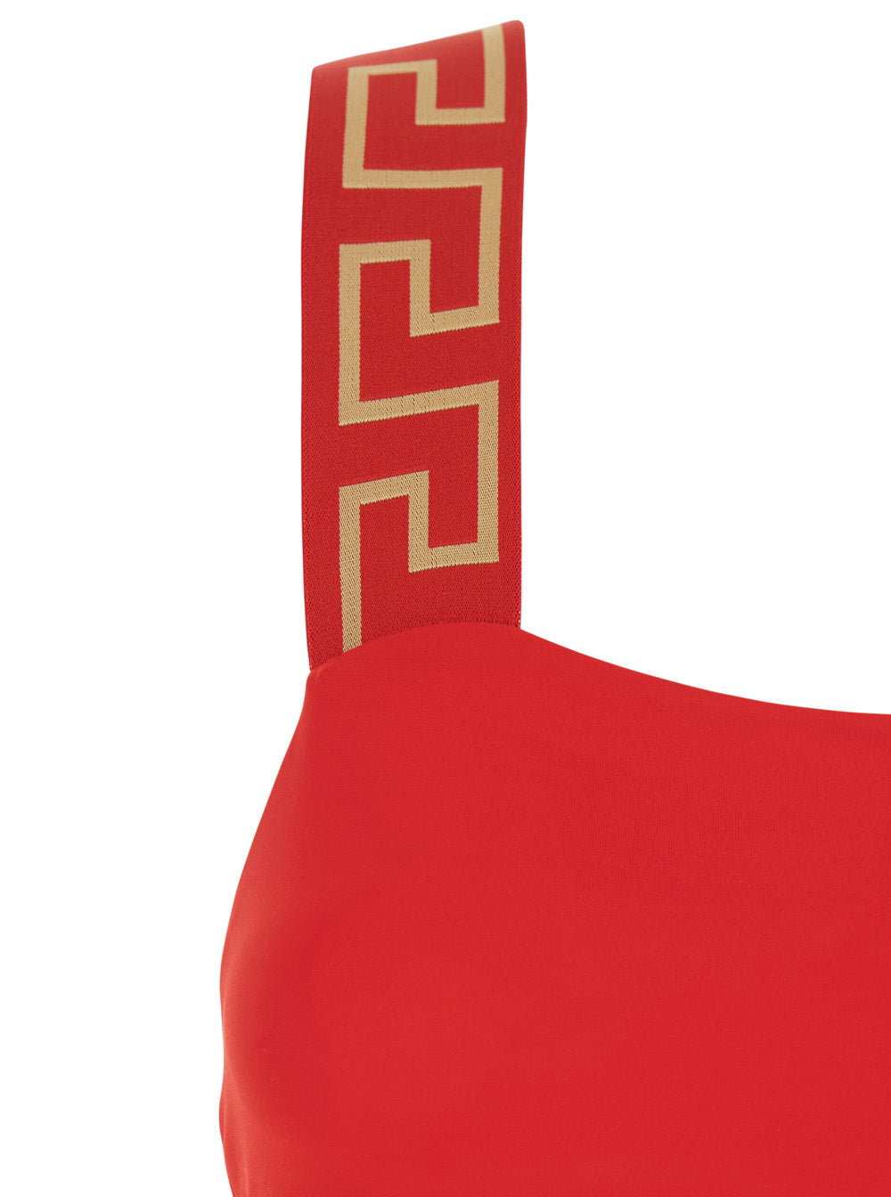 One-Piece Swimsuit Greca with Red Stretch Fabric Detail for Women Nylon Elastane Beachwear