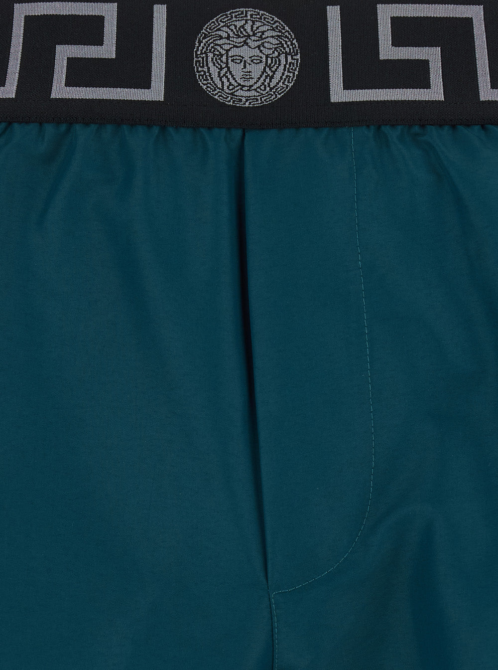 Green Swim Shorts with Elasticated Waist and Greca Motif in Tech Fabric Men Polyester Beachwear