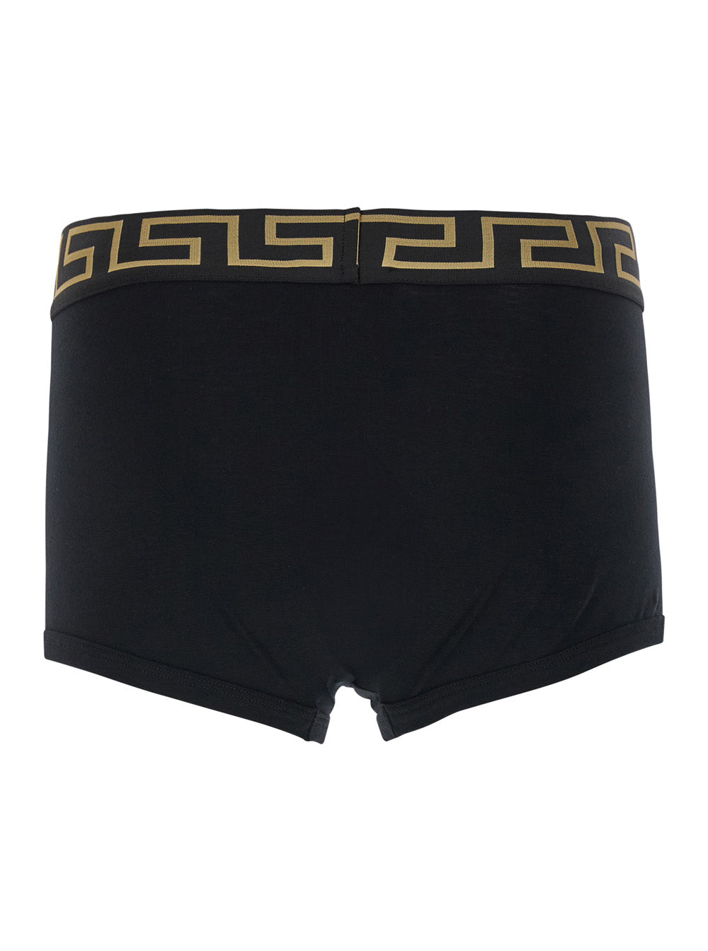 Black Boxer with Greca and Medusa Logo In Stretch Cotton for Men Elastane Underwear